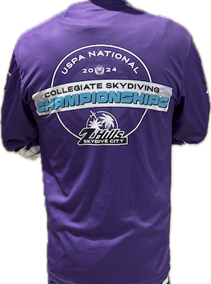 USPA Nationals Collegiate Jersey Back Skydive City, Zephyrhills, Florida